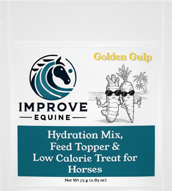 Golden Gulp 2lb bag — Improve Equine horse hydration mix, carrot and turmeric, desire-based horse hydration